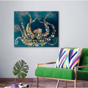View Octopus in the Navy Blue Sea Framed on