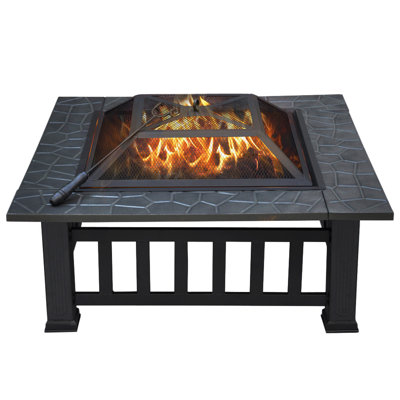 Pridgen Outdoor Square Fire Pit with Poker