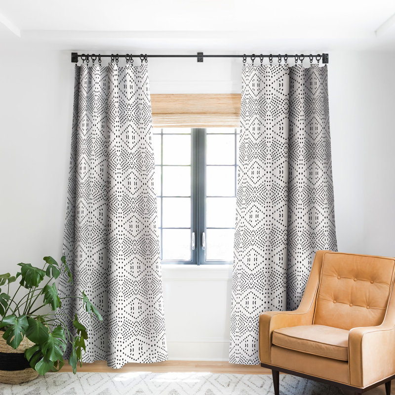 Eider Ivory Lawrenceville Boho Tile Geometric Blackout Pinch Pleat Single Curtain Panel Reviews Wayfair