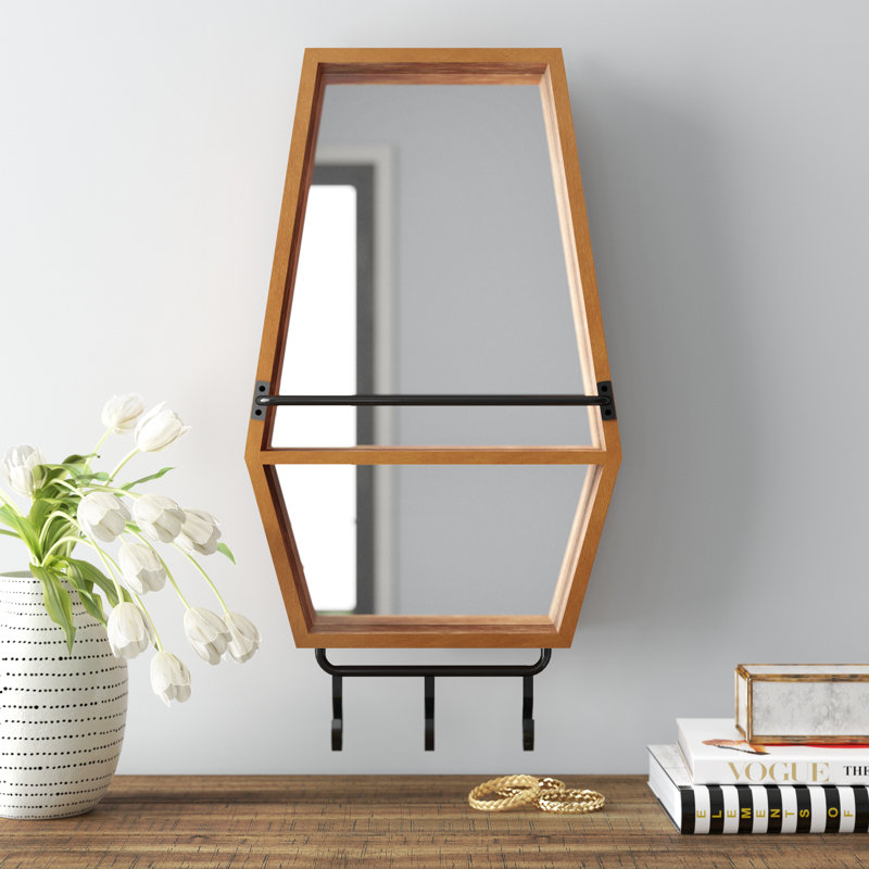 Wilder Hexagonal Wood Accent Mirror With Shelves Reviews Joss Main