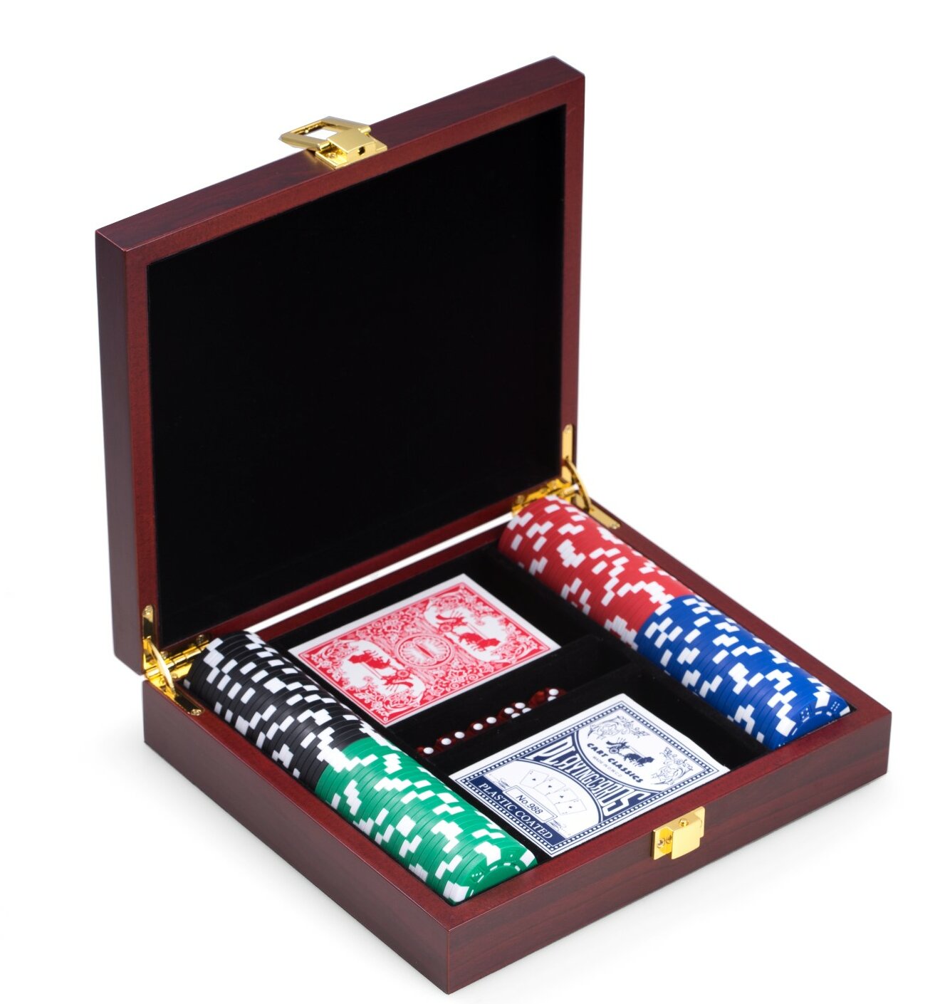 1pc Spielkarten Inhaber Poker Wooden Box Gedenkmünzen Box CN 