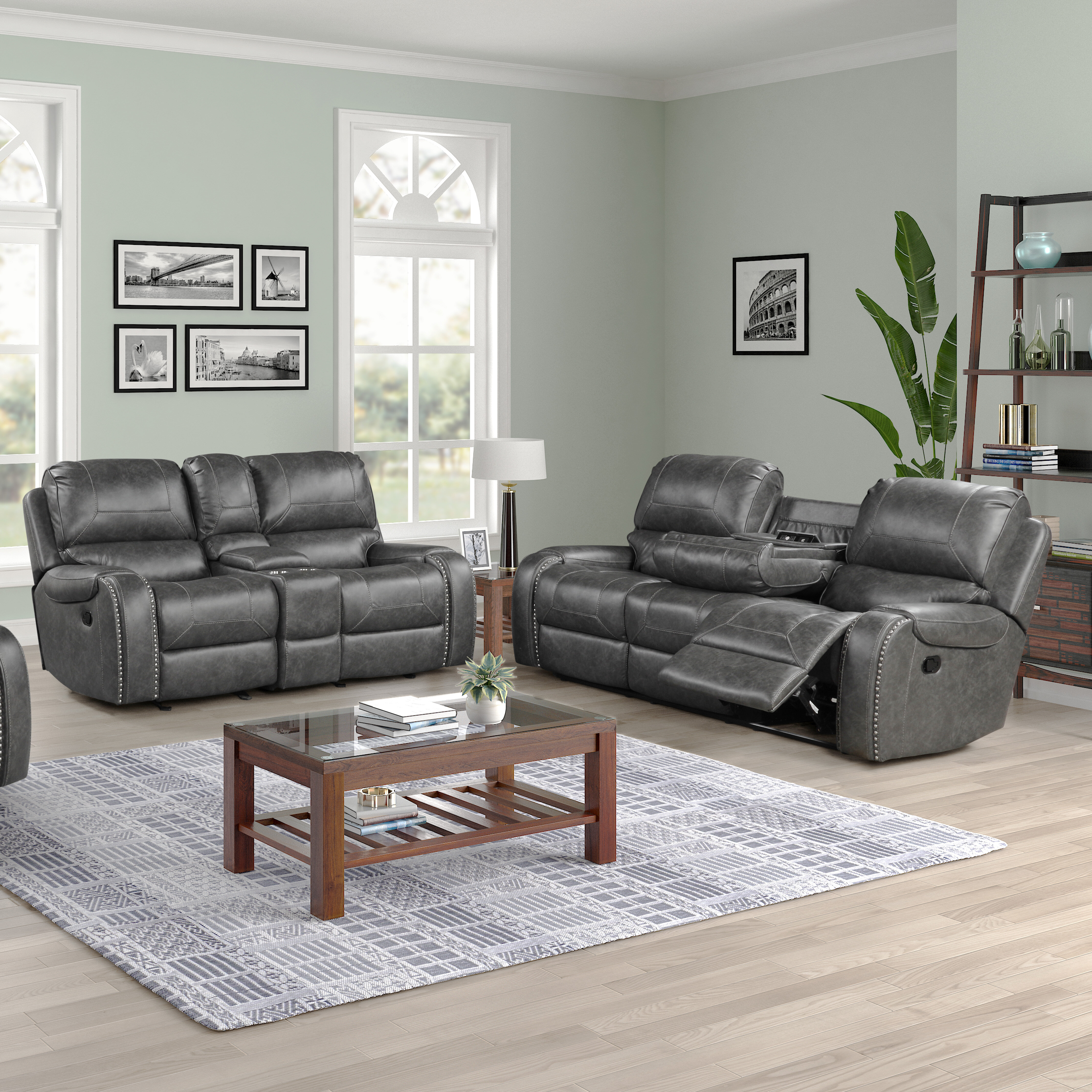 Recliner Sofa Manual Reclining Leather Living Room Furniture Living Room Furniture Evertribehq Home Kitchen