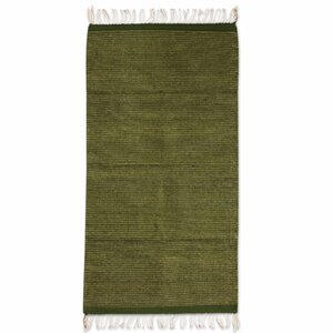 Authentic Zapotec Hand-Woven Green Area Rug