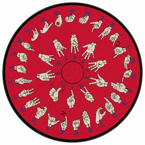 Educational Red Hands That Teach Area Rug