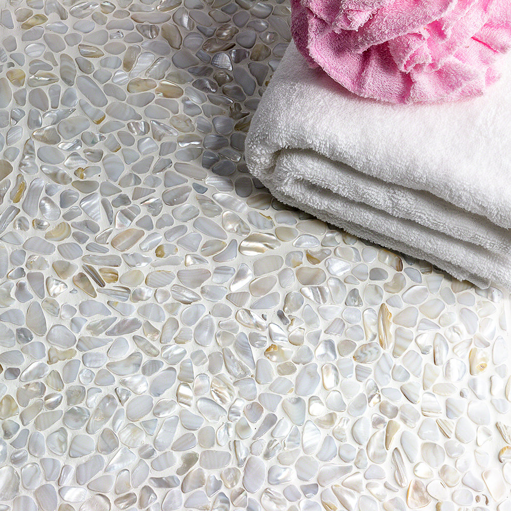 Ivy Hill Tile Pacif Random Sized Glass Pearl Shell Mosaic Tile In Polished White Pearl Reviews Wayfair