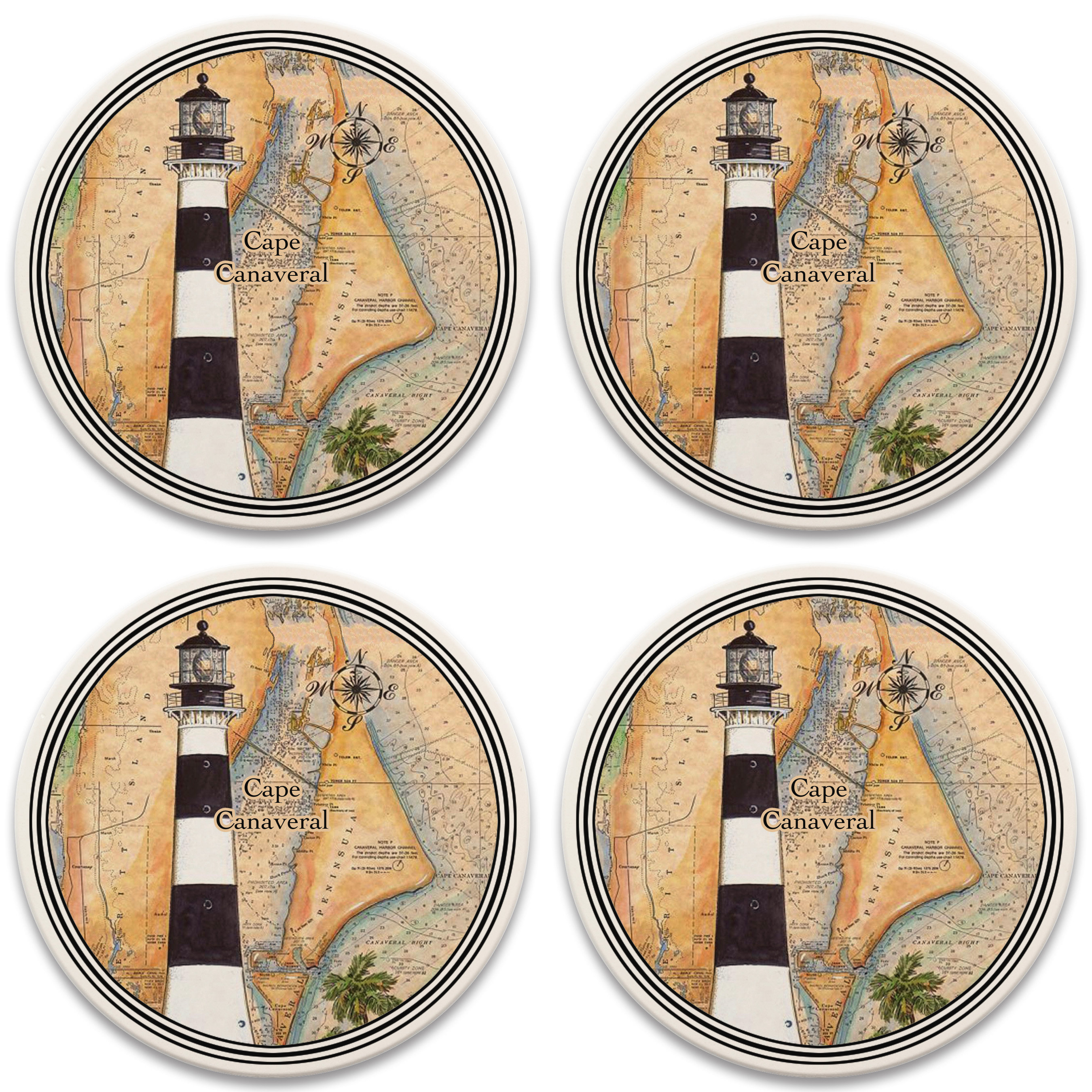 Breakwater Bay Cape Canaveral Lighthouse Coaster Set Wayfair
