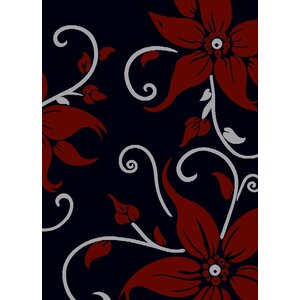 Candide Hand-Carved Red/Black Area Rug