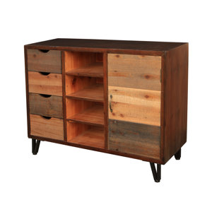 4 Drawer, Center 4 Slot Organizer with Shelf Accent Cabinet