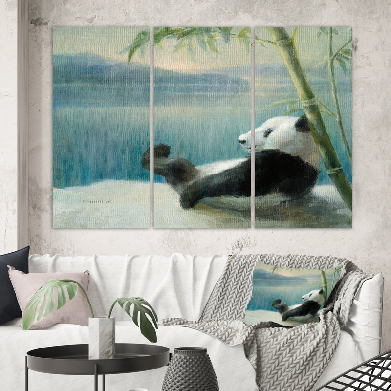 East Urban Home Panda After A Long Day Painting Multi Piece Image On Canvas Wayfair
