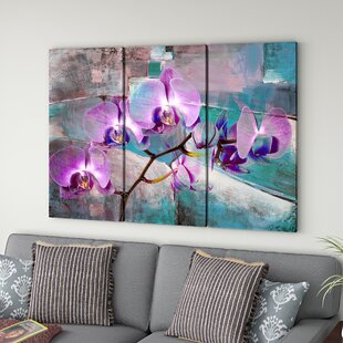 Purple Orchid Print on Canvas Floating Frame Option Modern Wall Art Extra Large Wall Art