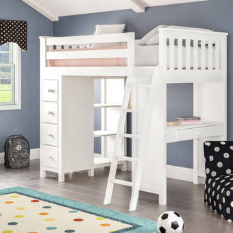 Harriet Bee Deshotel Twin Loft Bed With Drawers And Shelves