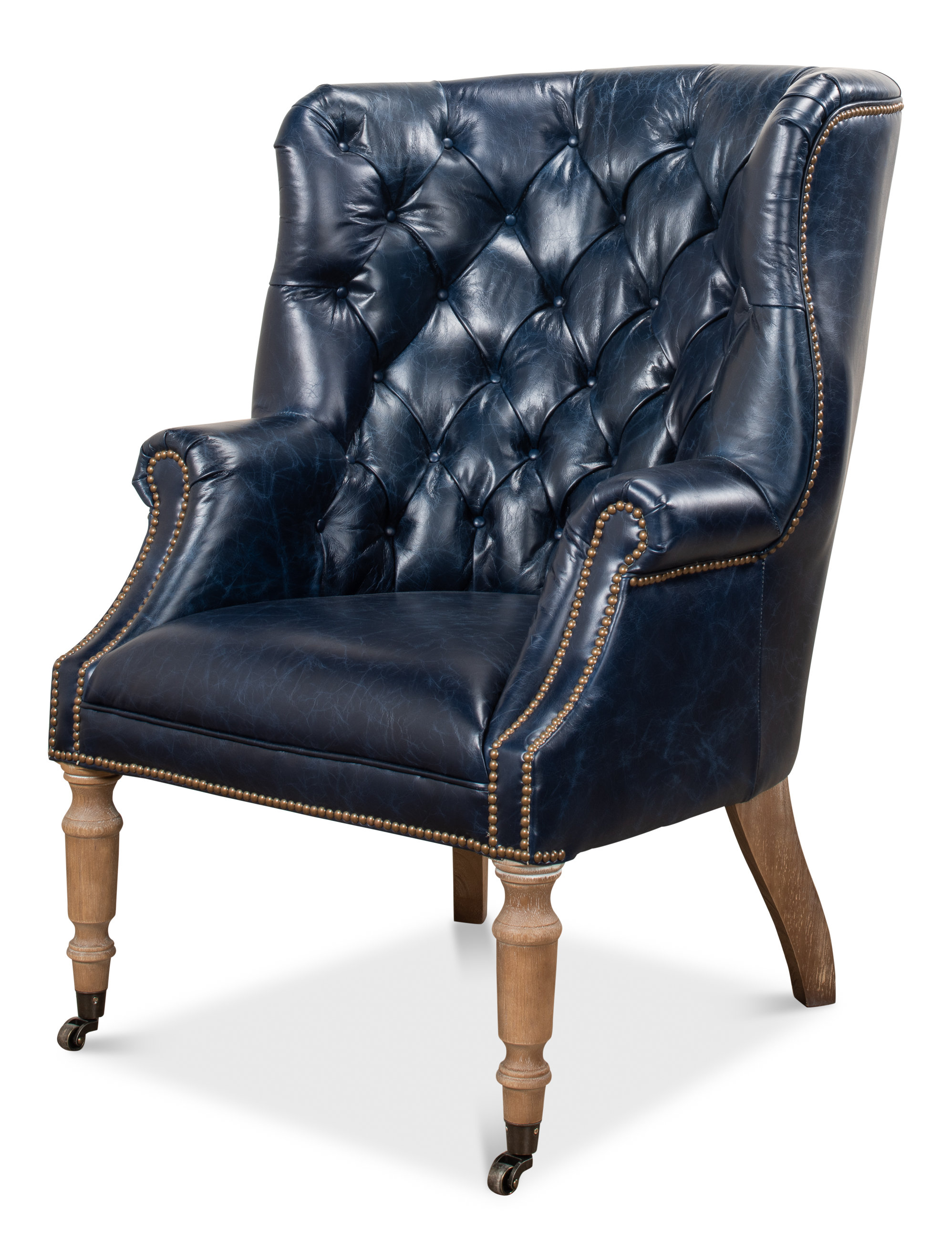 Astoria Grand Morford 30 Wide Tufted Genuine Leather Top Grain Leather Wingback Chair Wayfair