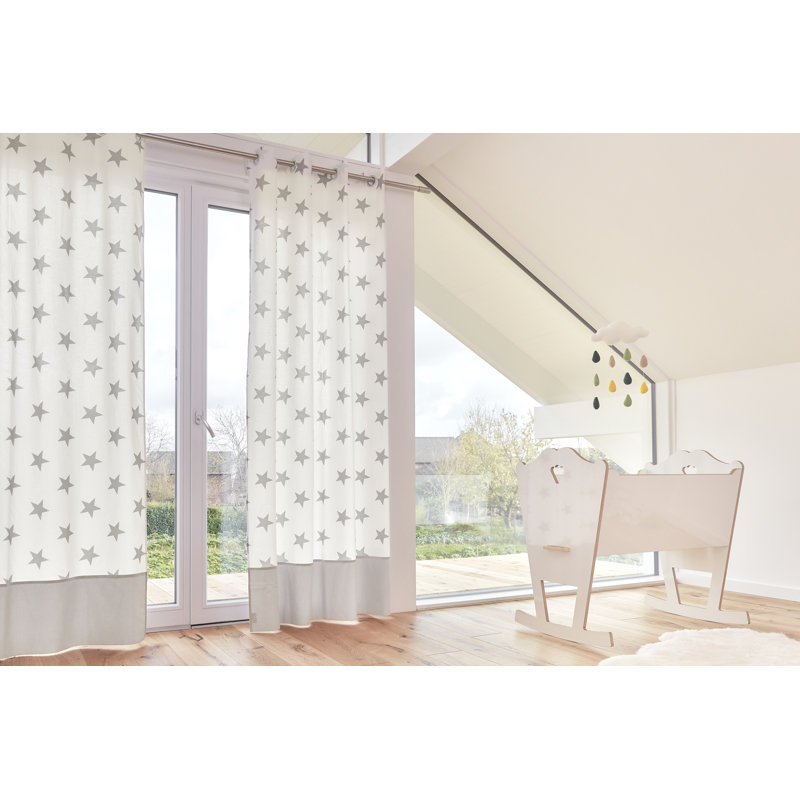 Kraftkids Big Grey Stars Eyelet Sheer Curtains Wayfair Co Uk