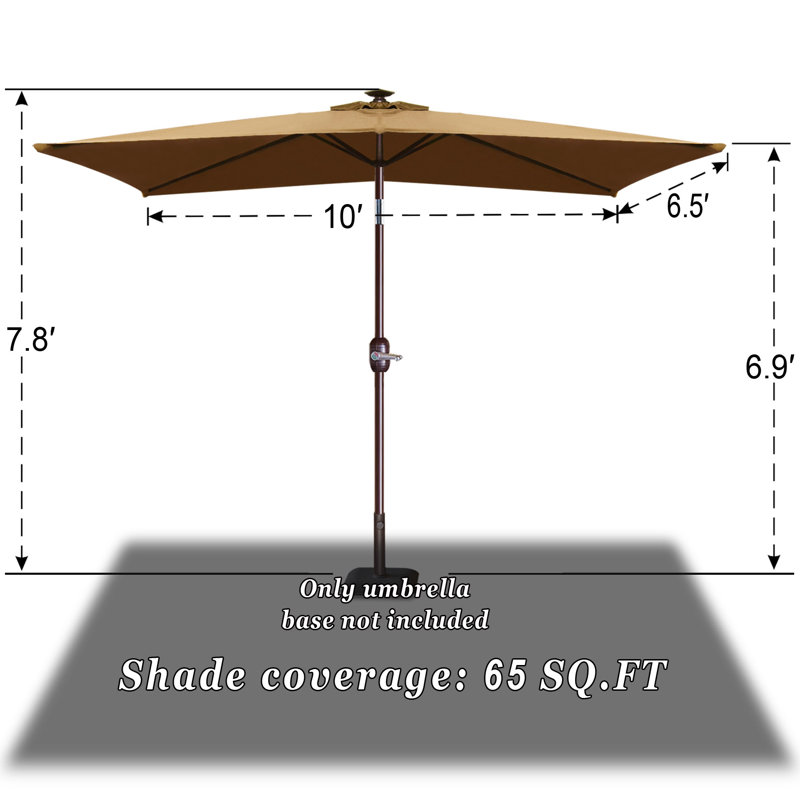 Freeport Park Eliana Solar Lighted Sunshade Tilt Crank 10 X 6 6