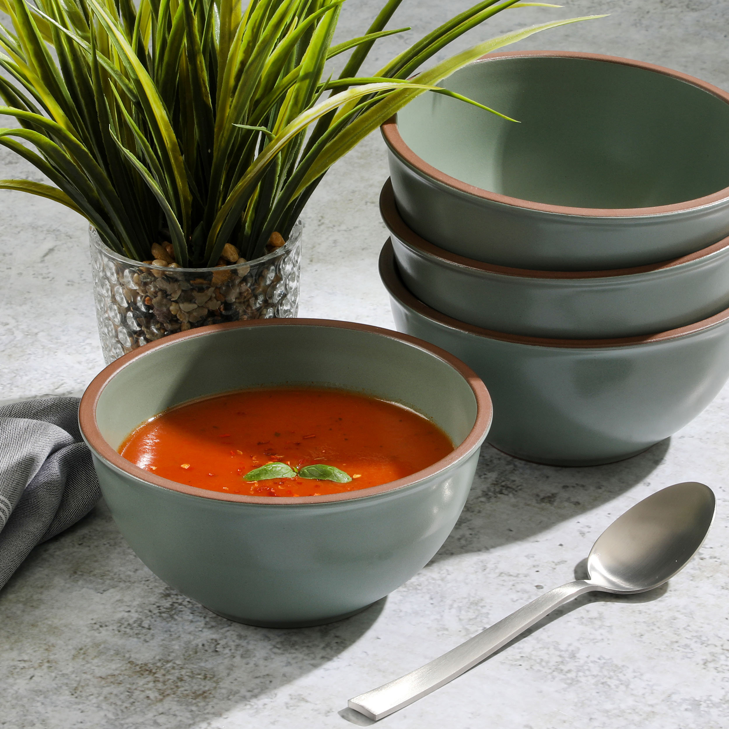 Gibson Elite Dumont 4 Piece Terracota Bowl Set In Green | Wayfair