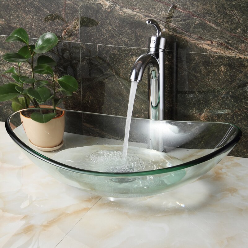 Elite Tempered Glass Oval Vessel Bathroom Sink Reviews Wayfair