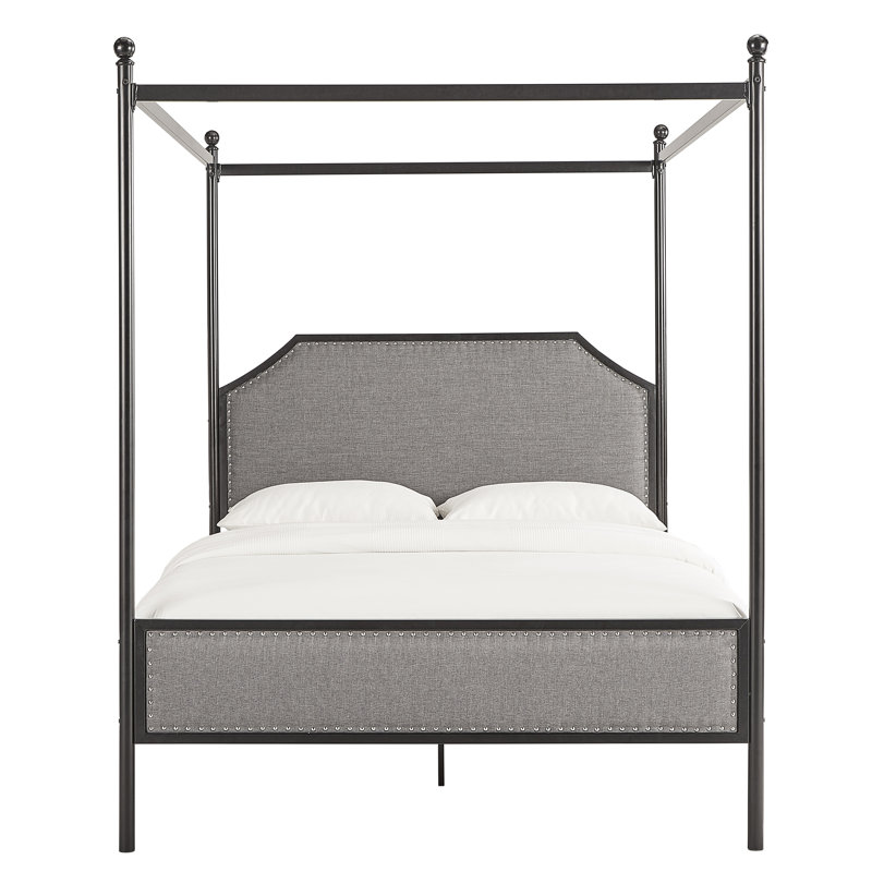Three Posts Riesel Metal Queen Canopy Bed Reviews Wayfair Riesel Metal Queen Canopy Bed