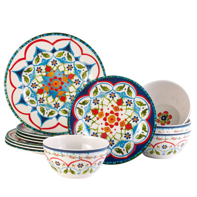 Aracieo Naples 12 Piece Melamine Dinnerware Set Service For 4 Bloomsbury Market Shefinds