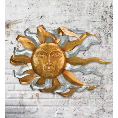 Details about   Kalalou H8465 21" Home Decor Wall Hanging Wind Blown Sun Face w/ Clay Leaves 