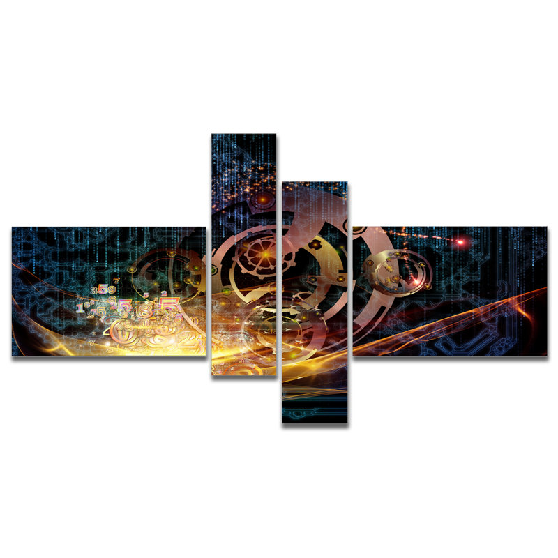 East Urban Home Designart Lights Of Gears Abstract Canvas Art