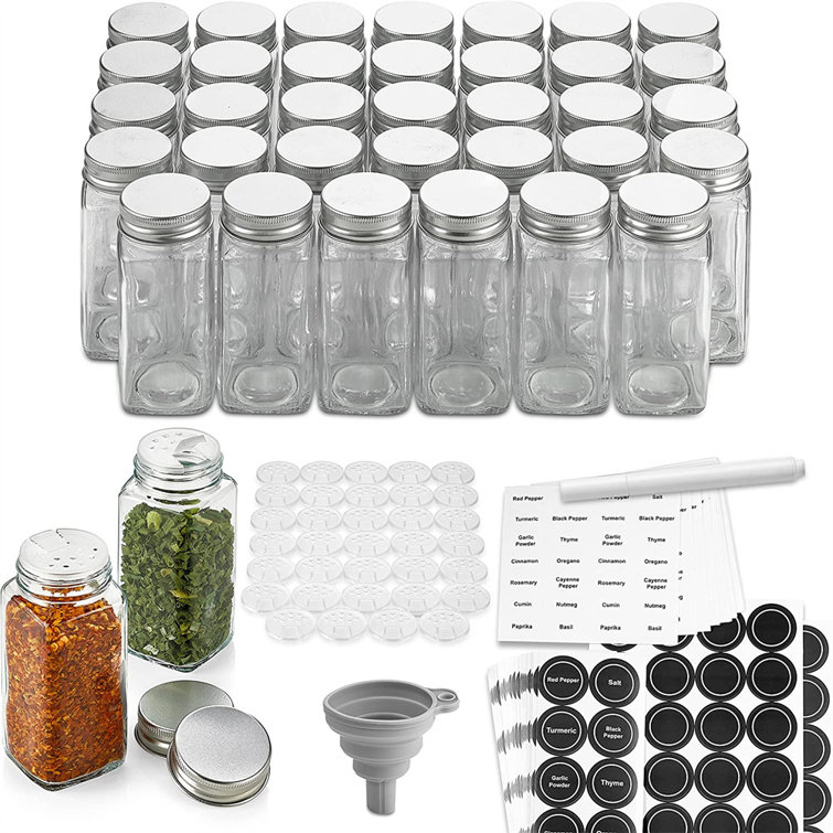 Rosalind Wheeler Spice Jars Glass Empty 4 Oz - 36 Piece Spice ...
