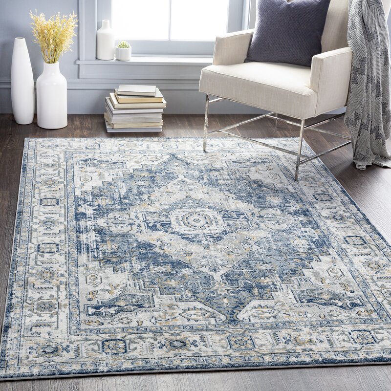 Bungalow Rose Preetesh Oriental Gray/Blue Area Rug & Reviews | Wayfair