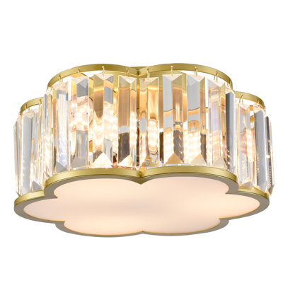 Gold Crystal Flush Mount Ceiling Light 3-Light