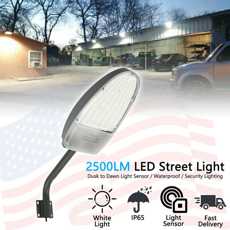 2 pack 24W LED Street Area Lighting Dusk to Dawn Sensor Road Lamp 2500lm IP65