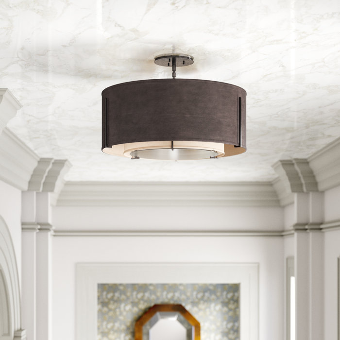Exos Double Shade 1 Light Semi Flush Mount Exos Double Shade 1 Light Semi Flush Mount