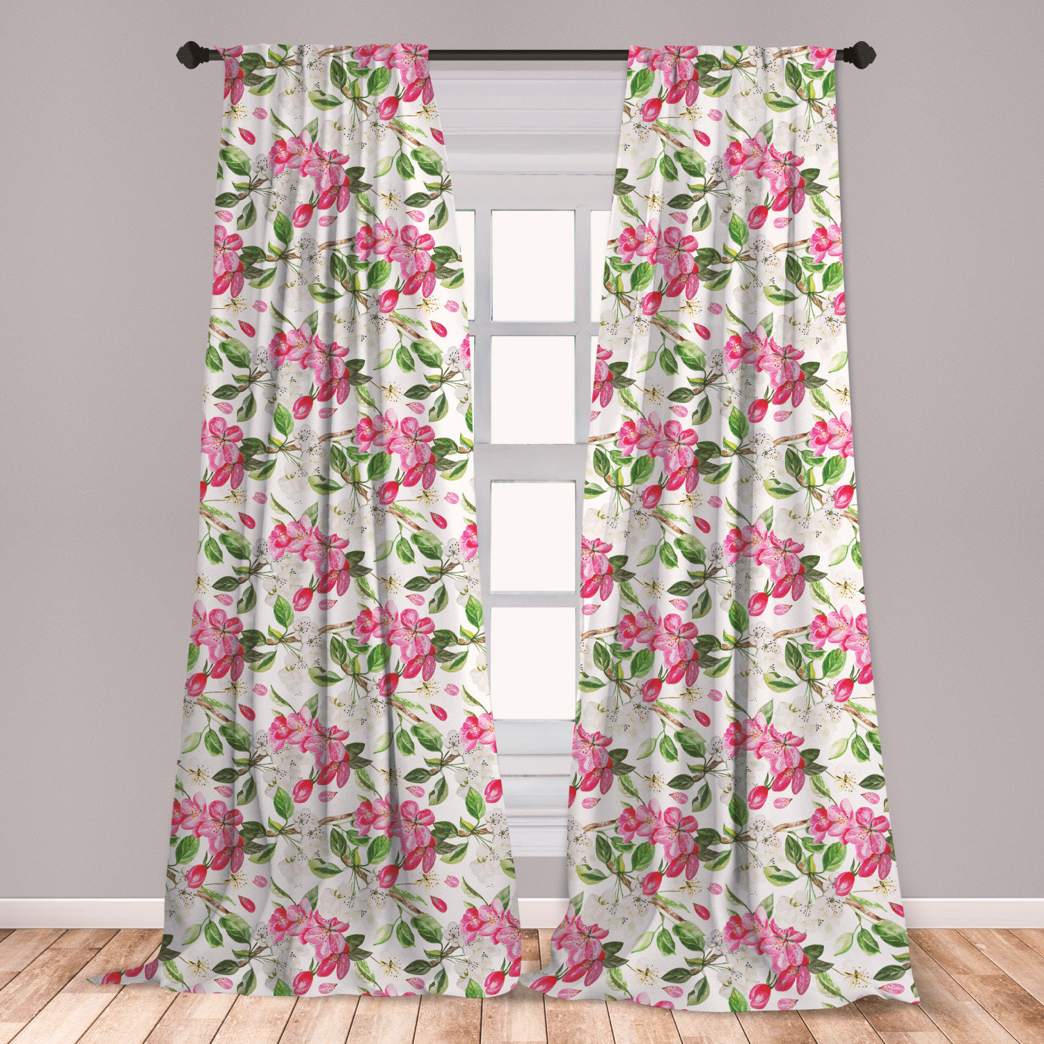 East Urban Home Ambesonne Watercolor Window Curtains Garden