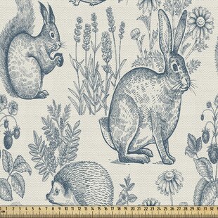 cute Bunny & toadstools childrens 100 % cotton poplin fabric 8 colours 