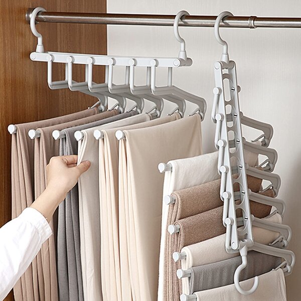 Pants Hangers Durable Slack Hangers Multi Layers Stainless Steel Space Saving Clothes Hangers Closet Storage for Jeans Trousers 4 Pack