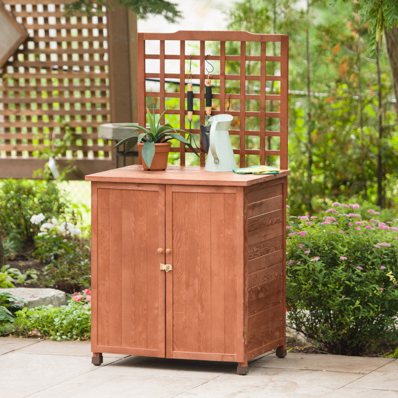 Leisure Season Potting Table With Storage Reviews Wayfair