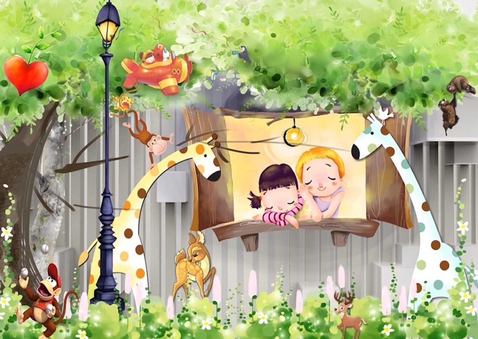 Repeat Jungle Animals Kids Cartoon Safari Picture Photo window roller blind