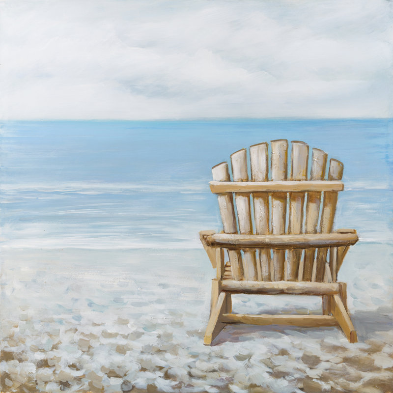 Highland Dunes Wood Beach Chair Oil Painting Print On Wrapped