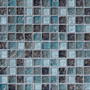Staccato Mosaic Ice Crackle Gloss Tile in Blue
