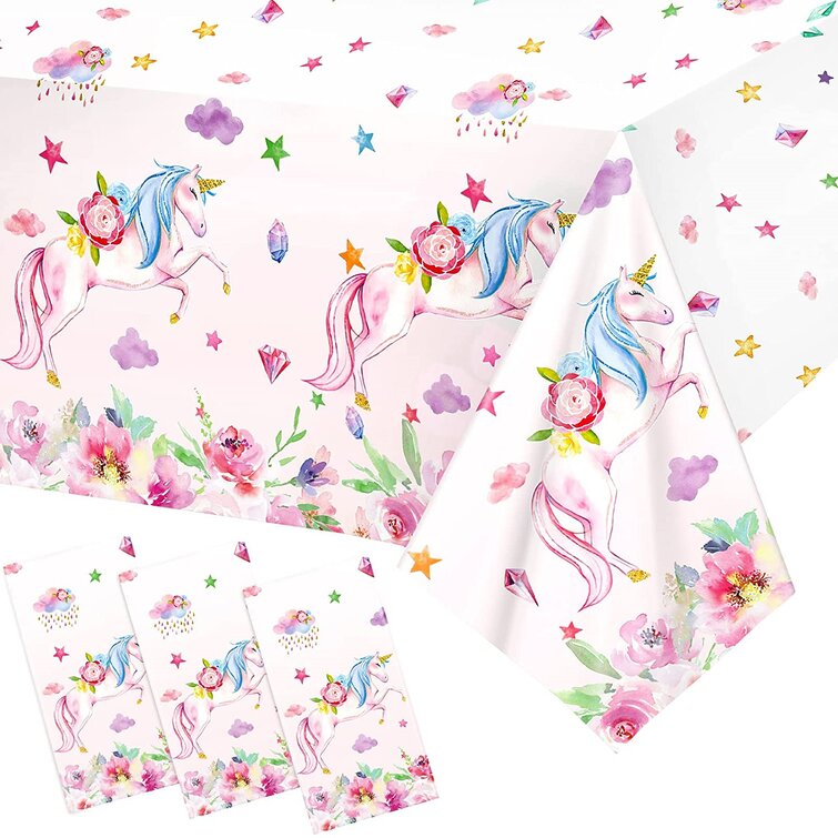 Unicorn Tablecloth baby shower party supplies table cover birthday party&& 