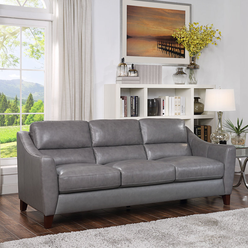 Red Barrel Studio® Preciado Genuine Leather 86" Square Arm ...