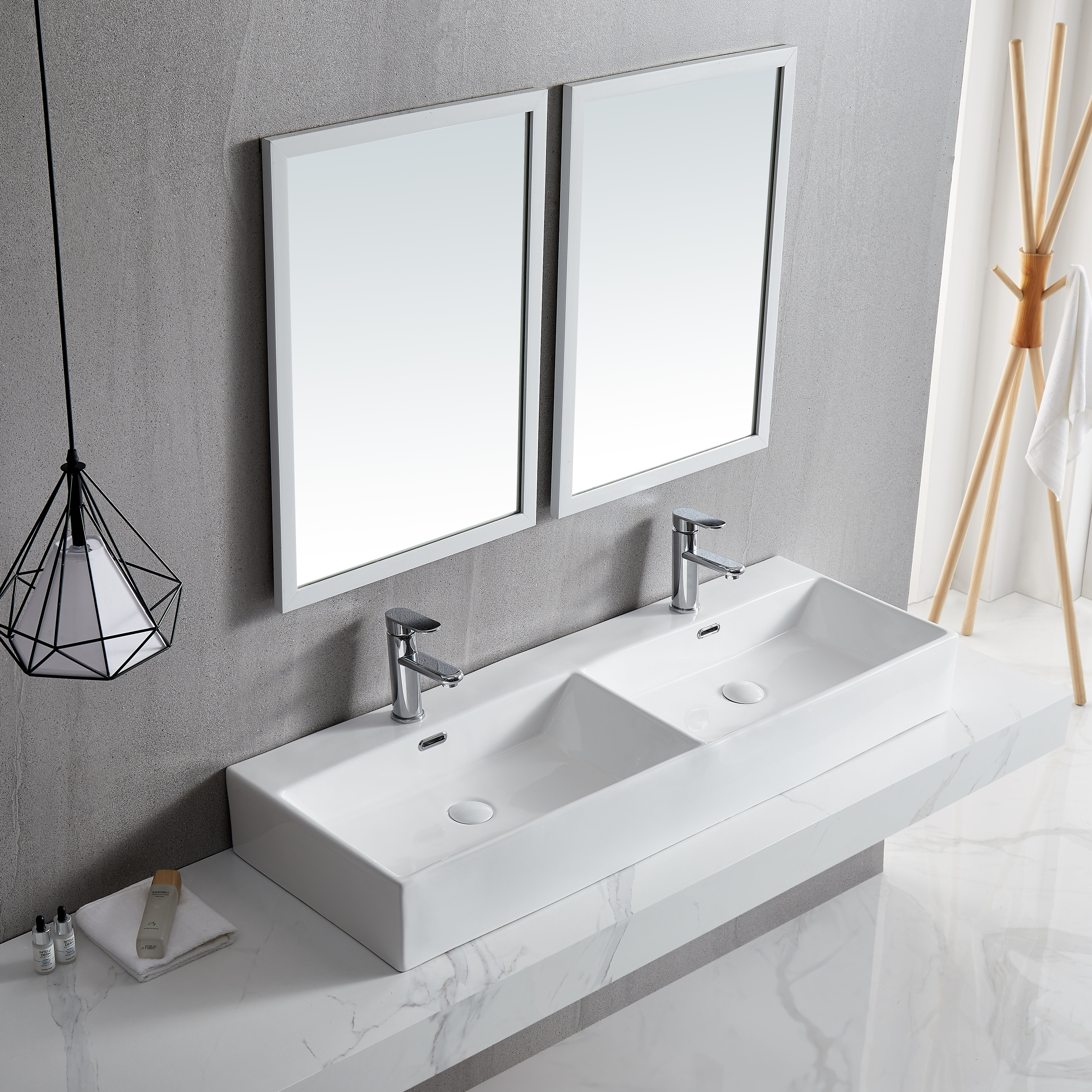 Eridanus White Ceramic Rectangular Trough Bathroom Sink With Overflow Wayfair