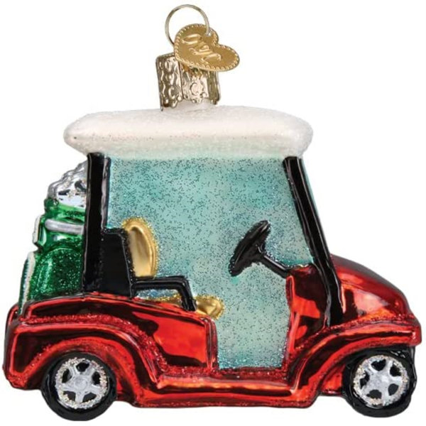 Old World Christmas Golf Cart Glass Blown Hanging Figurine Ornament ...