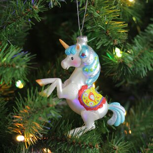 White Porcelain Hanging Unicorn Head Christmas Tree Bauble/Ornament