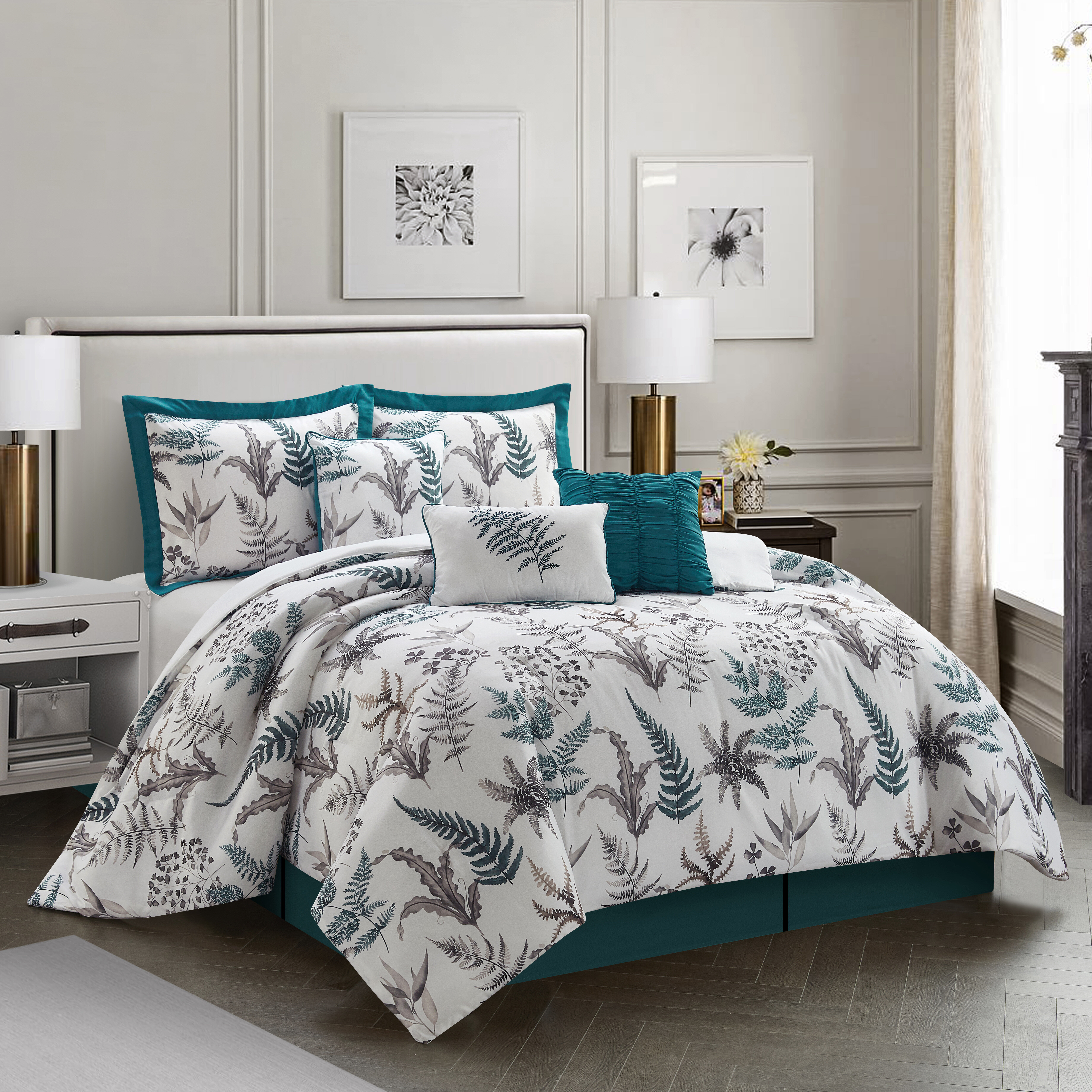 Bridgeport 7 Piece Comforter Set Gray/Multi-Color New 