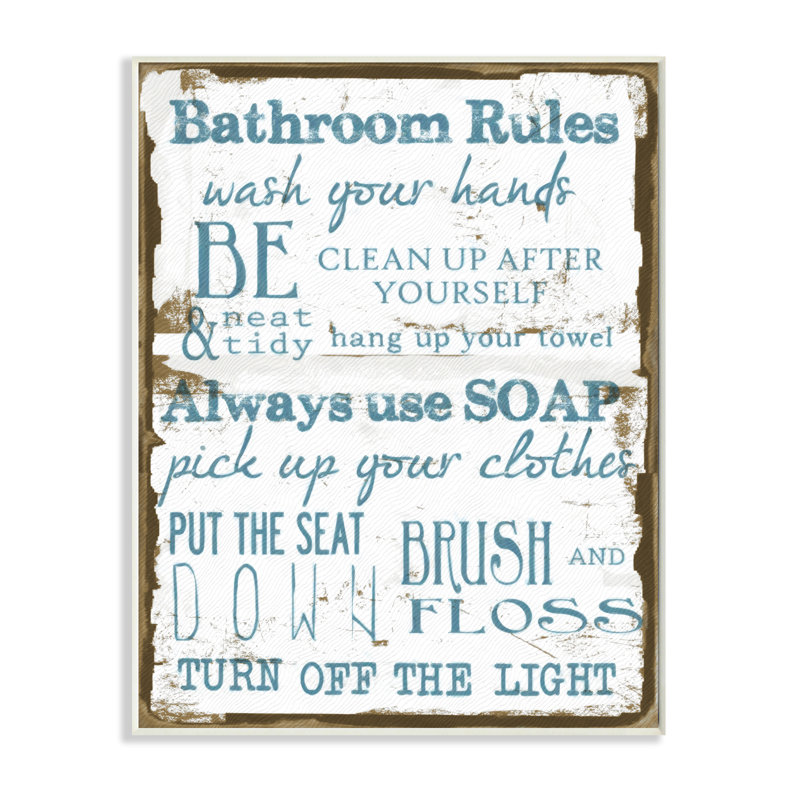 Ebern Designs Classic Bathroom Rules Stretched Textual Art On Canvas Reviews Wayfair