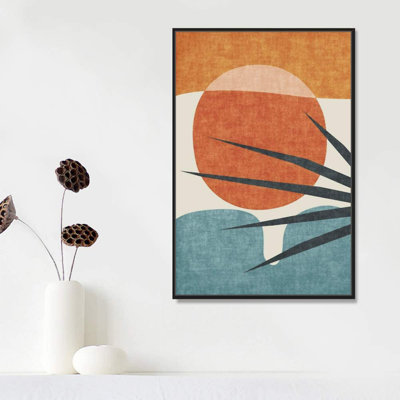 Mid Century Shape Block - Floter Frame Print on Canvas