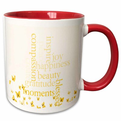 Digirolamo Golden Butterflies Inspire Gratitude and Happiness Coffee Mug Symple Stuff Color: Blue