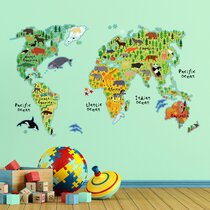Earth Home Decor Removable Sticker Easy to Apply Wall Graphic Violet, 22x32 inches The Decal Guru World Map Vinyl Wall Art Sticker