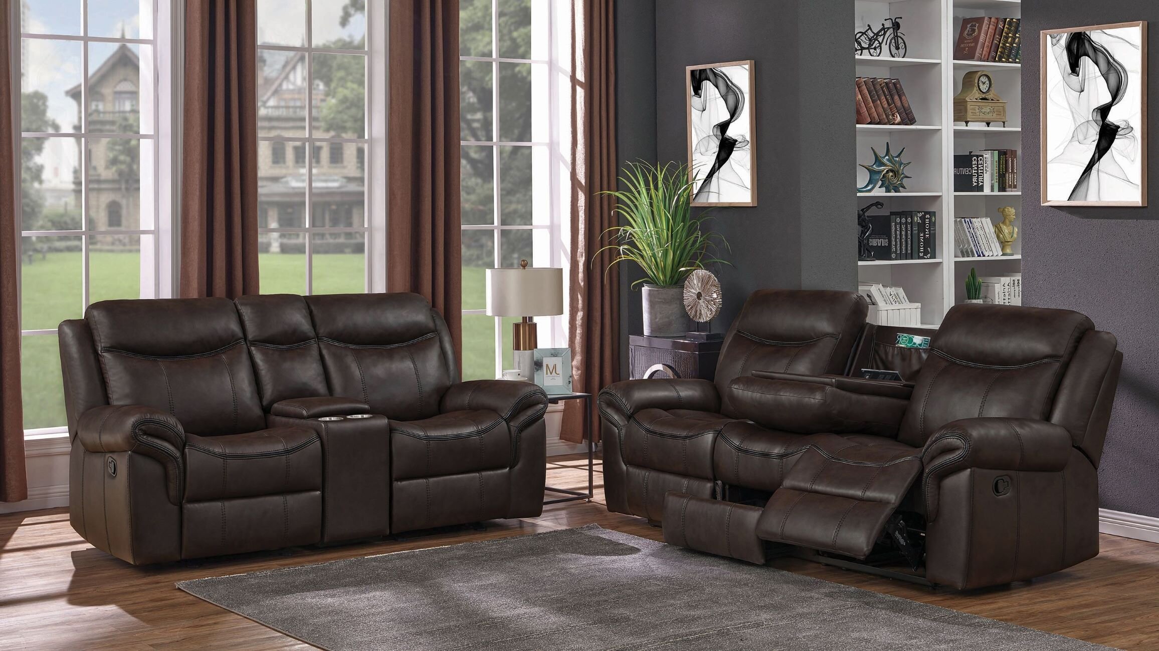Faux Leather Reclining Living Room Set