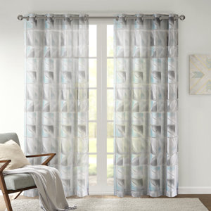 Molina Geo Geometric Sheer Grommet Single Curtain Panel