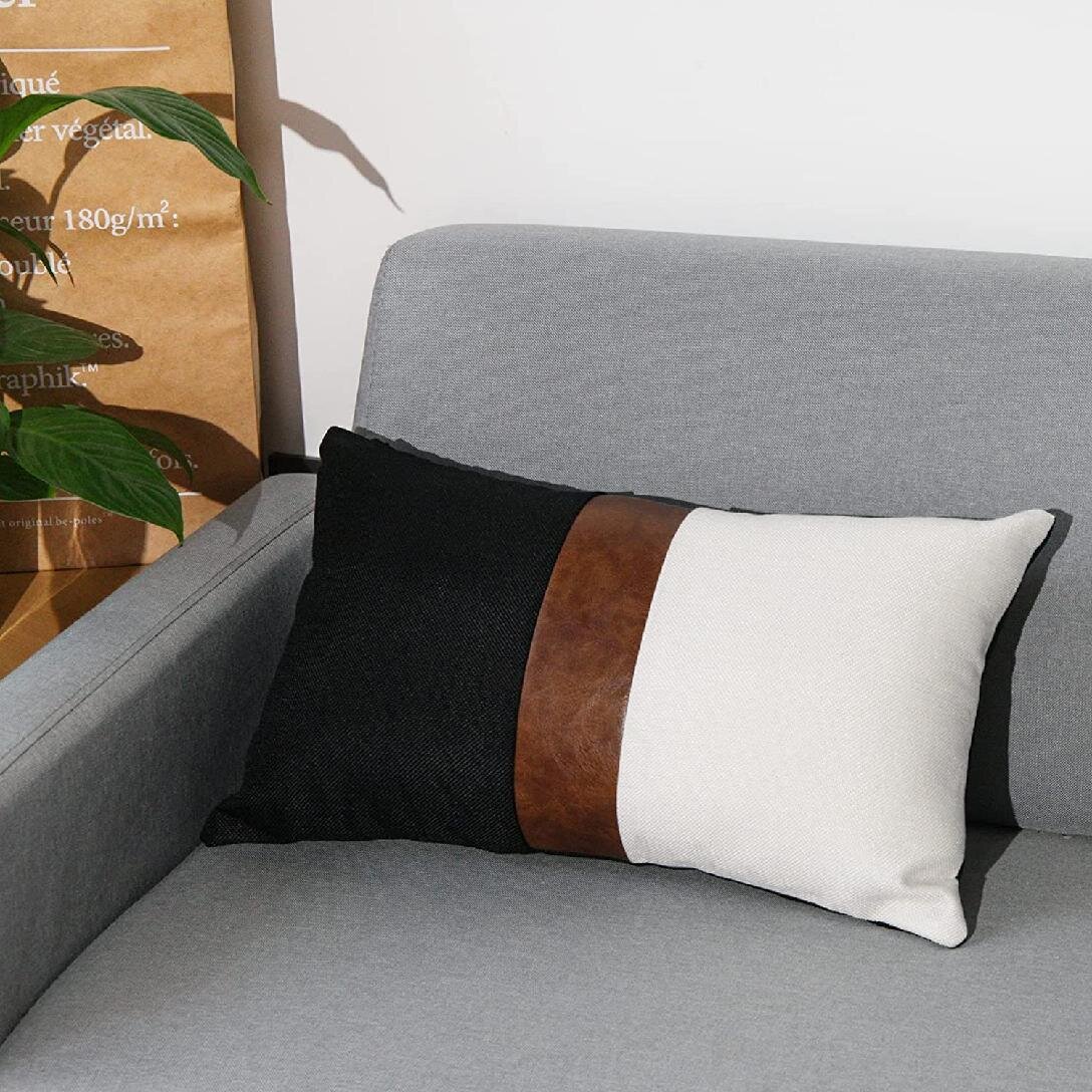 18" Simple Geometry Cotton Linen Waist Cushion Cover Pillow Case Home Decoration