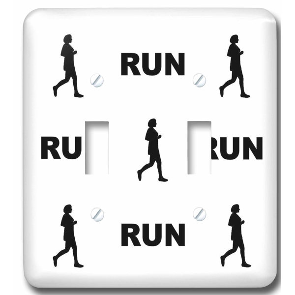 3drose Silhouette Painting Of A Woman Runner Running And The Word